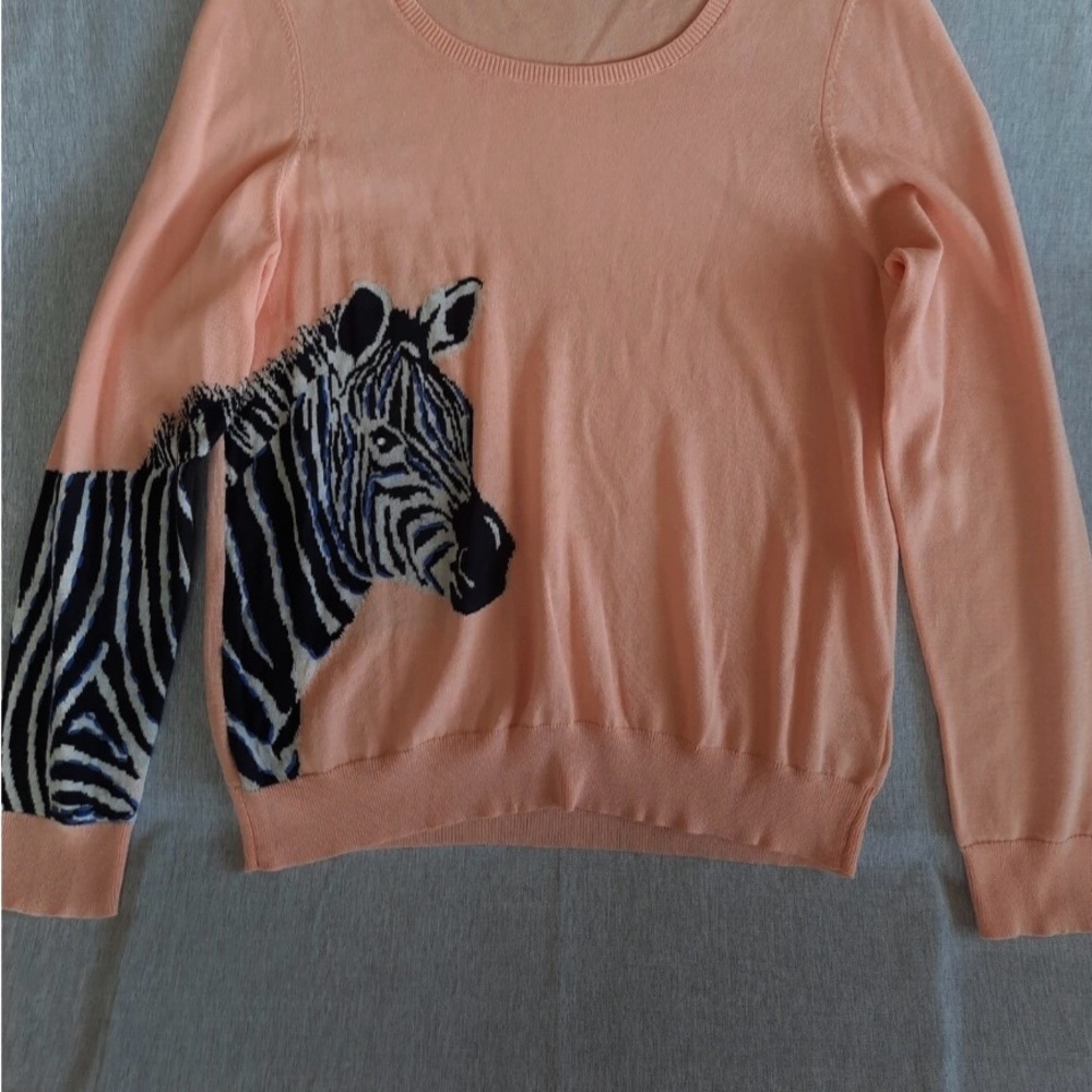 Anthropologie HWR Peach Zebra Cotton Sweater - Picture 2 of 2
